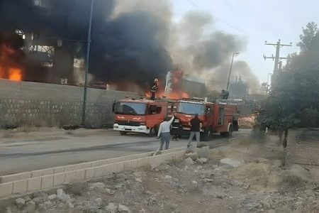 آتش‌سوزی در کارخانه سیمان دورود
