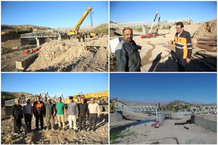 نصب عرشه فلزی پل «دوآب» شهرستان چگنی