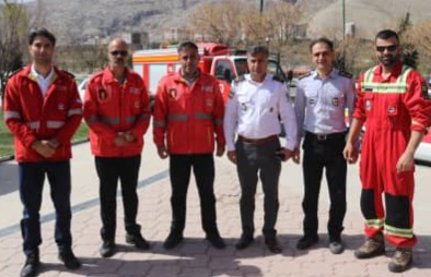 استقرار نیروهای آتش نشانی در محل اسکان مهمانان نوروزی