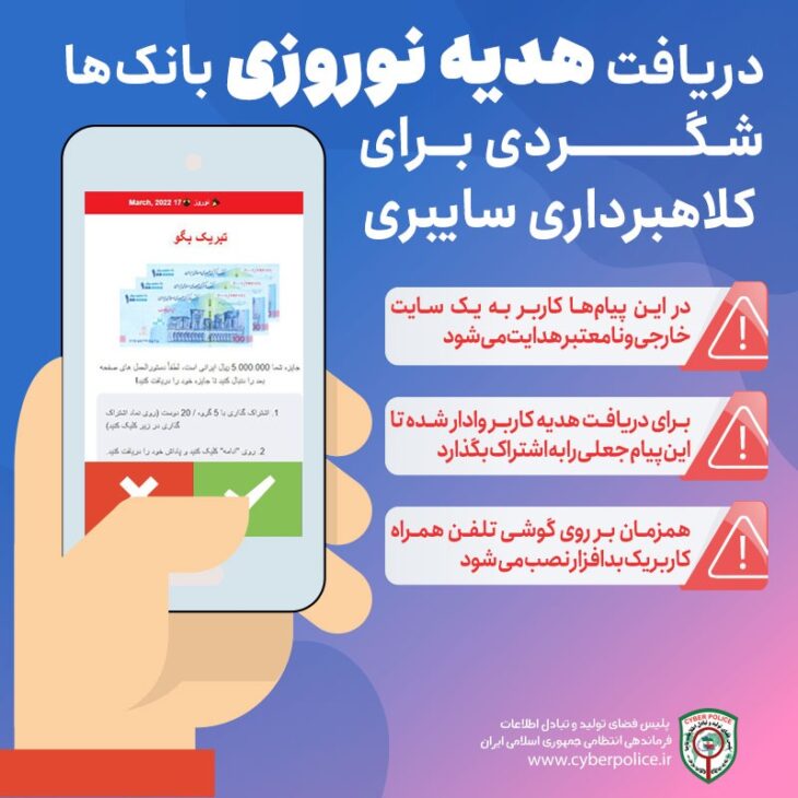 دریافت هدیه نوروزی بانک‌ها شگردی برای کلاهبرداری سایبری