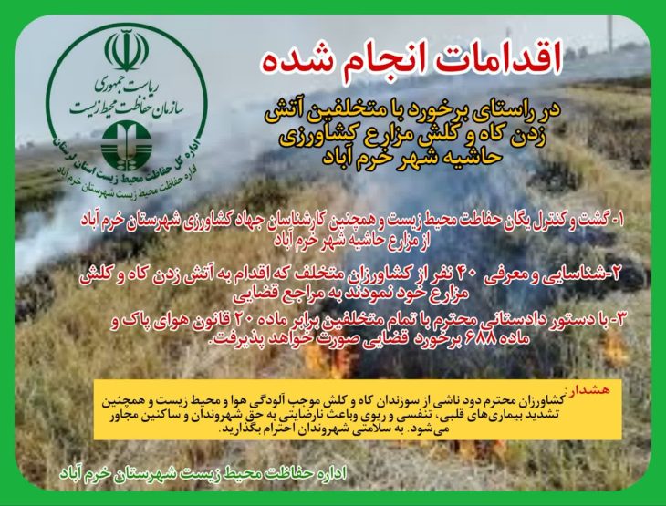 معرفی ۴۰ عامل آتش‌سوزی در خرم‌آباد به دستگاه‌ قضایی