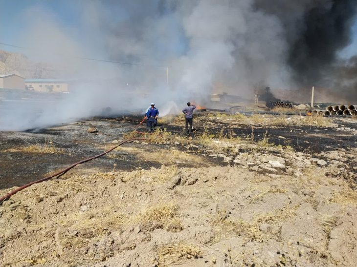 مهار آتش سوزی گسترده تصفیه خانه فاضلاب خرم آباد