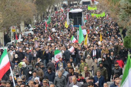 خروش ده ها هزار نفری مردم بروجرد در روز قدس از قاب دوربین هوایی