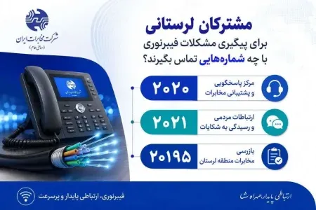 مشترکان لرستانی برای پیگیری مشکلات فیبرنوری با چه شمارههایی تماس بگیرند؟