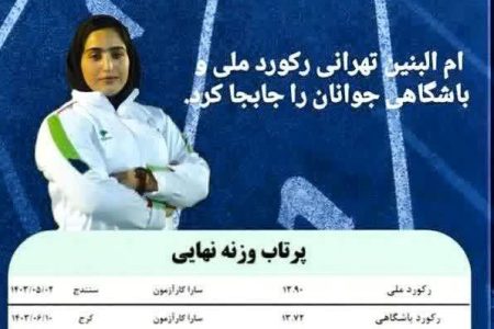 رکوردشکنی دختر لرستانی در مسابقات پرتاب وزنه جوانان کشور